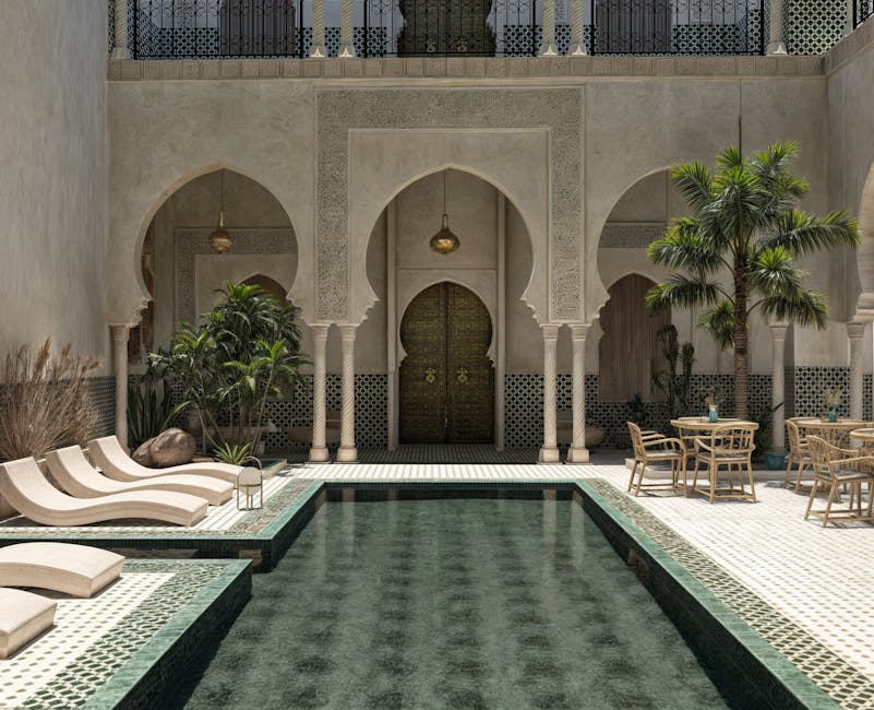 Marrakech Riads With Rose-Petal Pools and Gold Arches